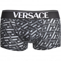 Versace-Optical Monogram Logo Print Boxer Trunk, Black/grey-UNDERU