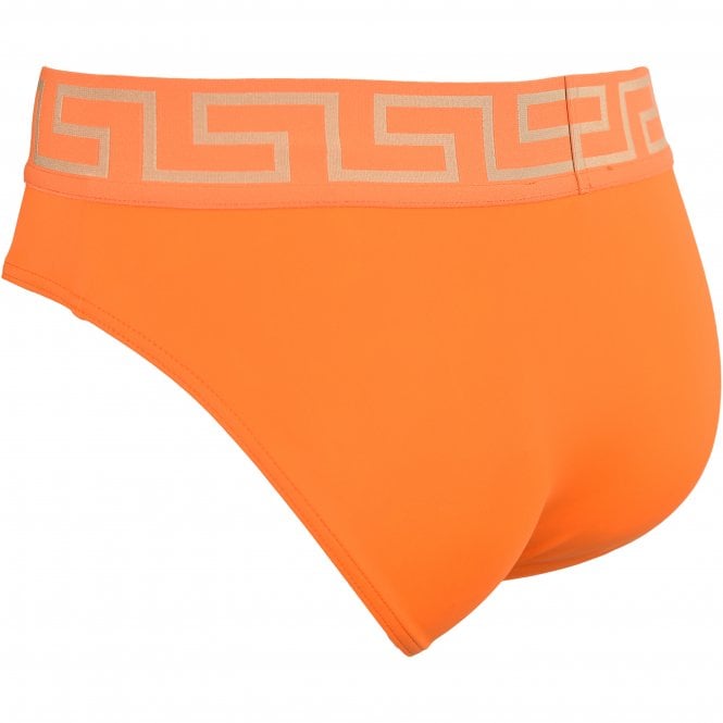 Versace-Iconic Greca Luxe Swim Briefs, Orange/gold-UNDERU