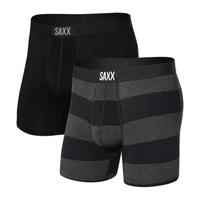 SAXX-2-Pack Vibe Graphite Rugby Boxer Briefs, Grey/Black-UNDERU