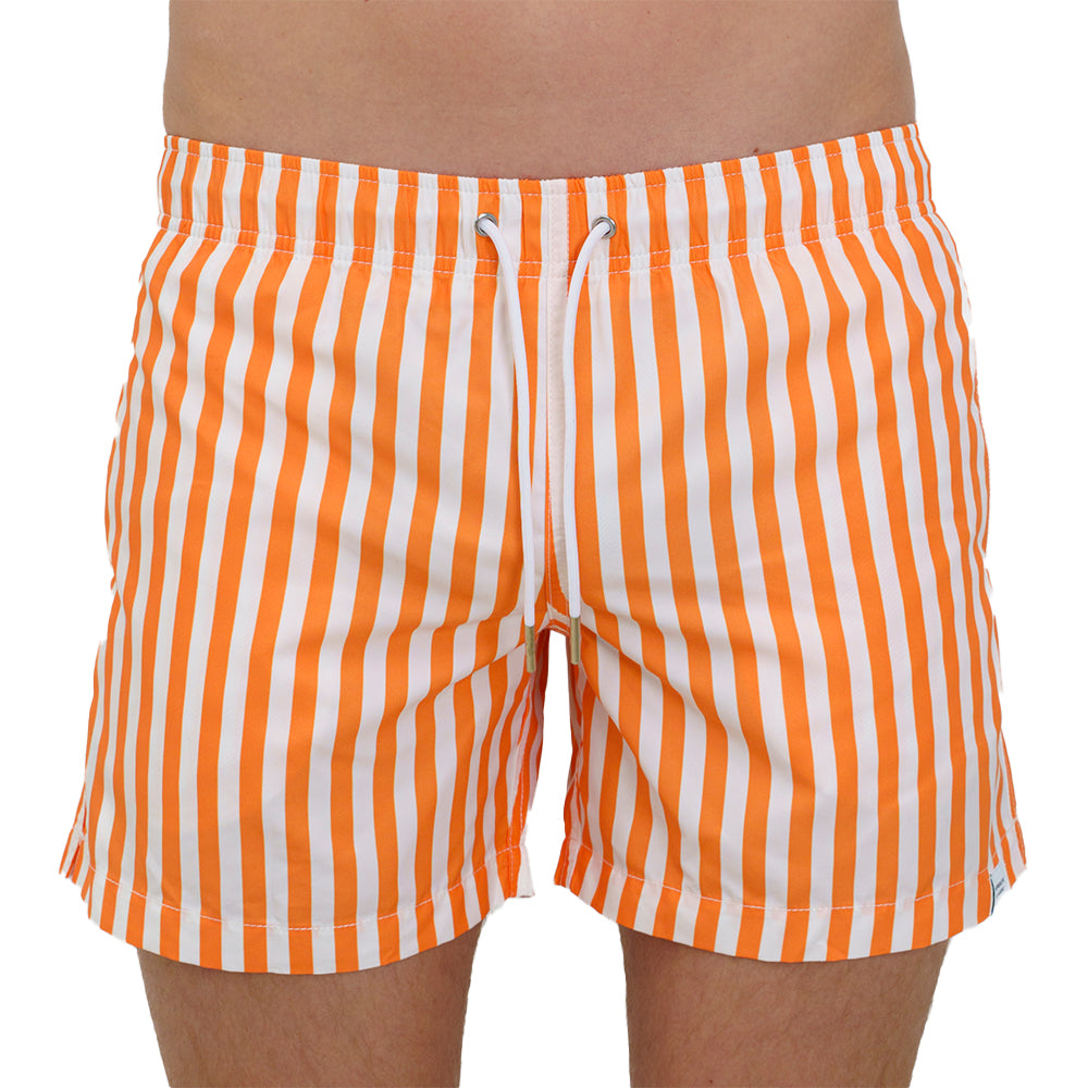 Apres-Verve Stripe Swim Shorts, Orange-UNDERU