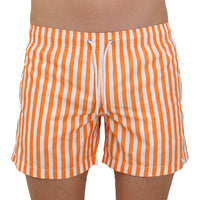 Apres-Verve Stripe Swim Shorts, Orange-UNDERU