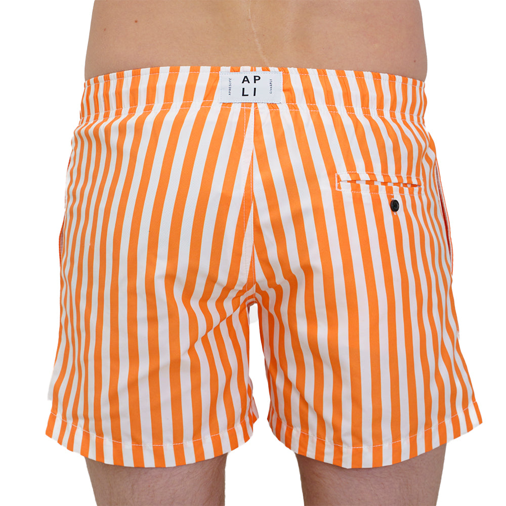 Apres-Verve Stripe Swim Shorts, Orange-UNDERU