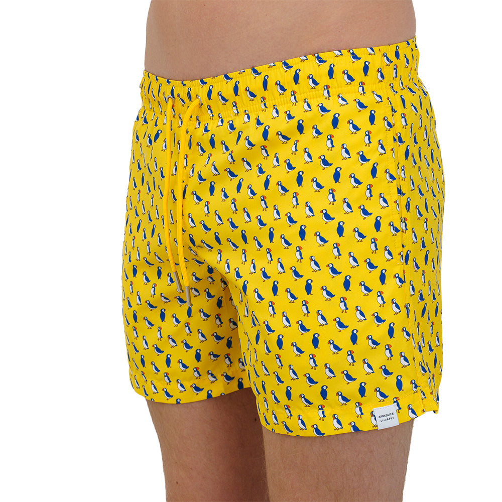 Apres-Puffins Swim Shorts, Yellow-UNDERU