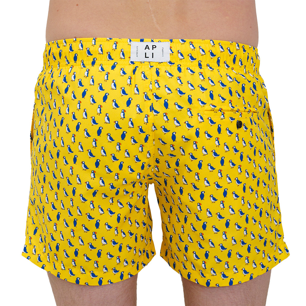 Apres-Puffins Swim Shorts, Yellow-UNDERU