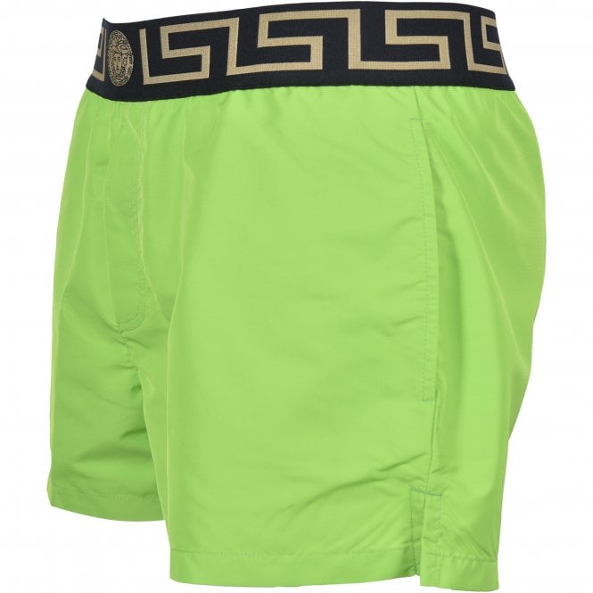 Versace-Iconic Greca Luxe Swim Shorts, Lime/black/gold-UNDERU