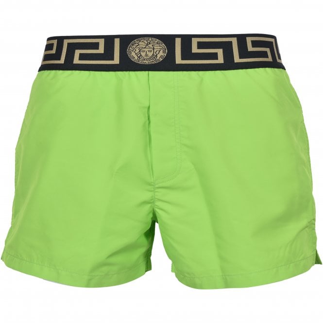 Versace-Iconic Greca Luxe Swim Shorts, Lime/black/gold-UNDERU