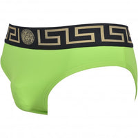 Versace-Iconic Greca Luxe Swim Briefs, Lime/black/gold-UNDERU