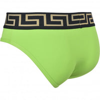 Versace-Iconic Greca Luxe Swim Briefs, Lime/black/gold-UNDERU