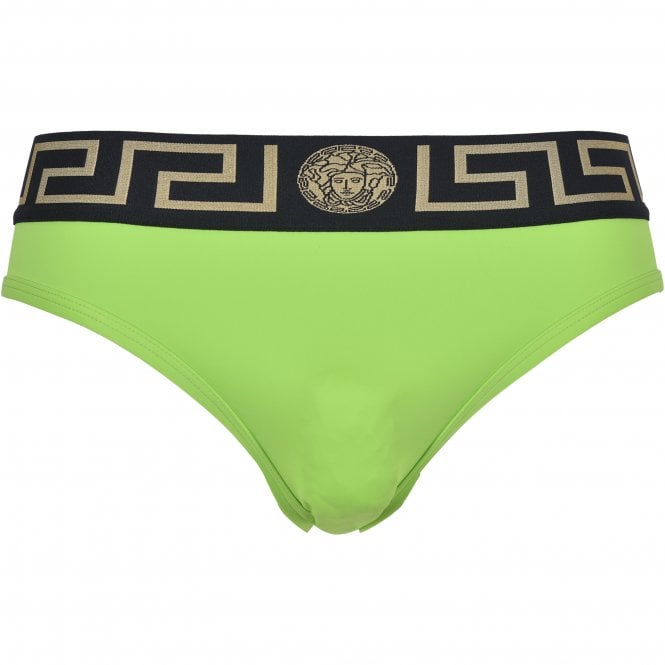 Versace-Iconic Greca Luxe Swim Briefs, Lime/black/gold-UNDERU