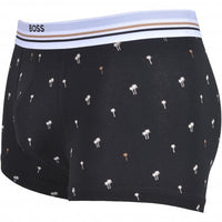 BOSS-Palms Print Boxer Trunk, Black-UNDERU