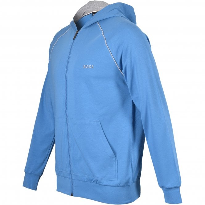 BOSS-Mix & Match Zip-Thru Loungewear Hooded Jacket, Medium Blue-UNDERU