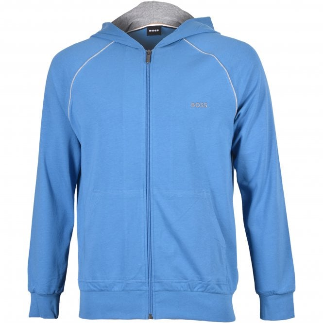 BOSS-Mix & Match Zip-Thru Loungewear Hooded Jacket, Medium Blue-UNDERU