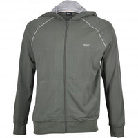 BOSS-Mix & Match Zip-Thru Loungewear Track Jacket, Dark Green/grey-UNDERU