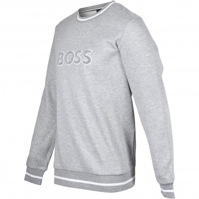 BOSS-Contemporary Loungewear Luxe Sweatshirt, Grey Melange-UNDERU