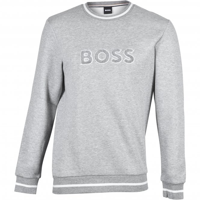 BOSS-Contemporary Loungewear Luxe Sweatshirt, Grey Melange-UNDERU