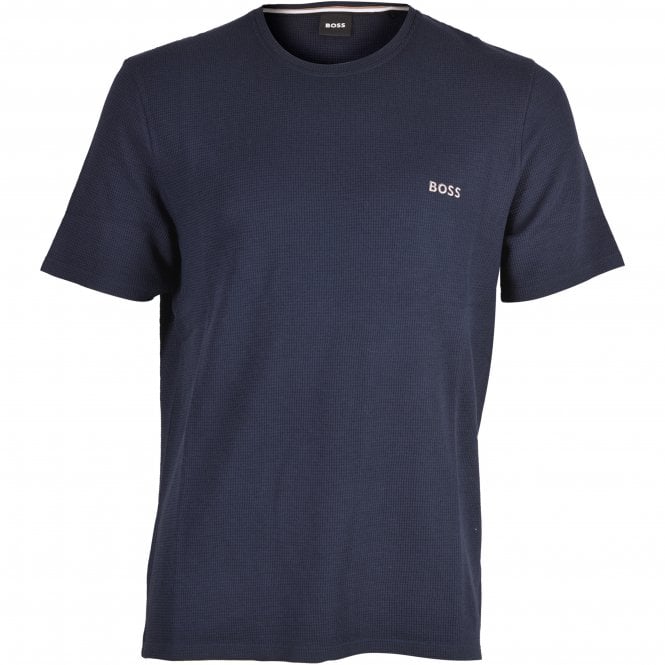 BOSS-Waffle Jersey T-Shirt, Navy-UNDERU