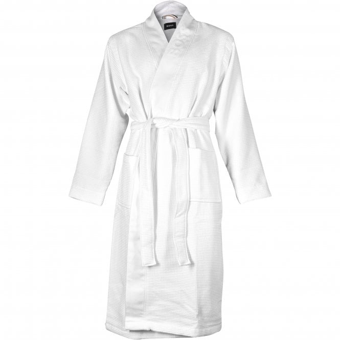 BOSS-Kimono Luxe Waffle Towelling Dressing Gown, White-UNDERU