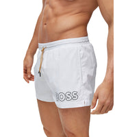 BOSS-Mooneye Swim Shorts, White-UNDERU