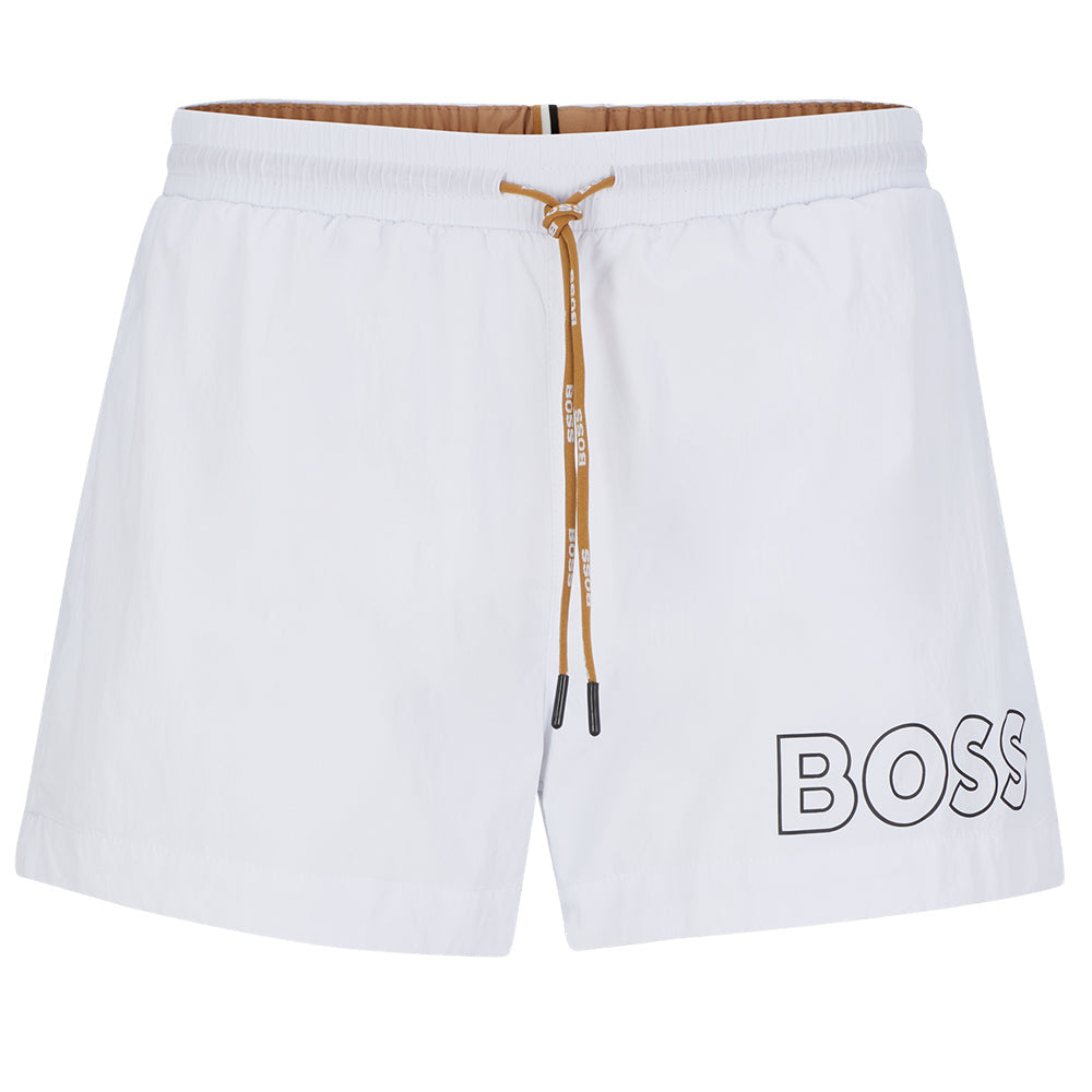 BOSS-Mooneye Swim Shorts, White-UNDERU