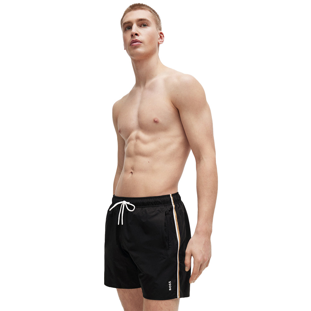 BOSS-Iconic Swim Shorts, Black-UNDERU