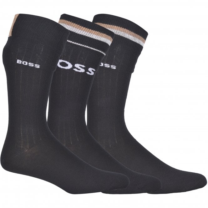 BOSS-3-Pack Combed Cotton Iconic Sports Socks, Black-UNDERU