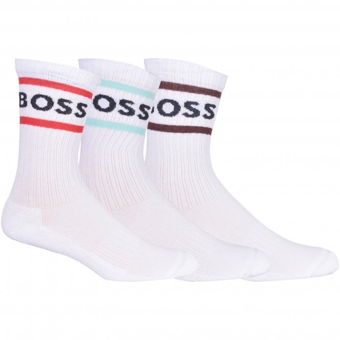 BOSS-3-Pack Combed Cotton Heritage Sports Socks, White-UNDERU