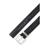 BOSS-Jen-loop Debossed Logo Leather Belt, Black-UNDERU