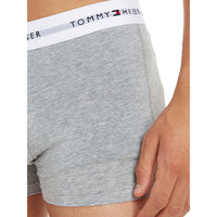 Tommy Hilfiger-3-Pack Signature Cotton Boxer Trunks, Black/Grey/White-UNDERU