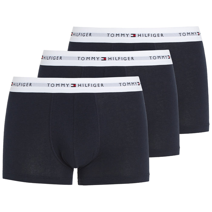 Tommy Hilfiger-3-Pack Signature Essential Logo Boxer Trunks, Navy-UNDERU