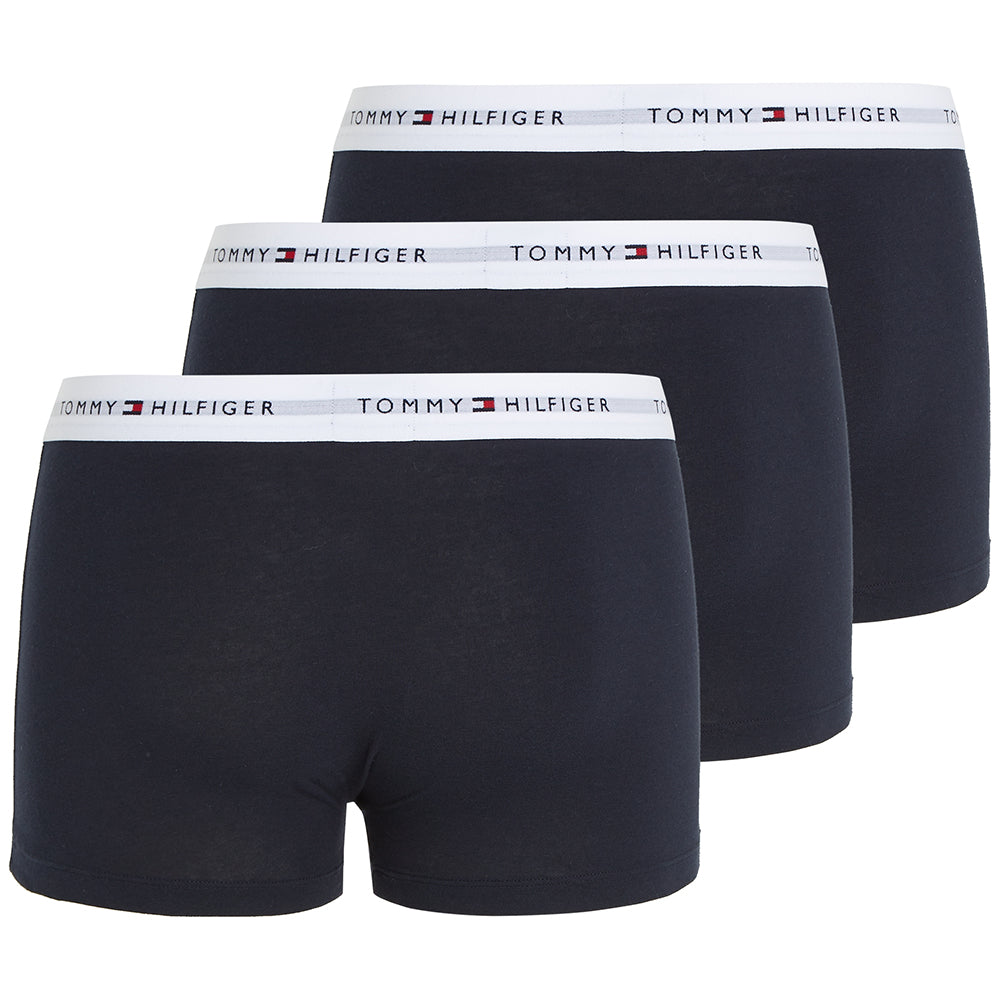 Tommy Hilfiger-3-Pack Signature Essential Logo Boxer Trunks, Navy-UNDERU