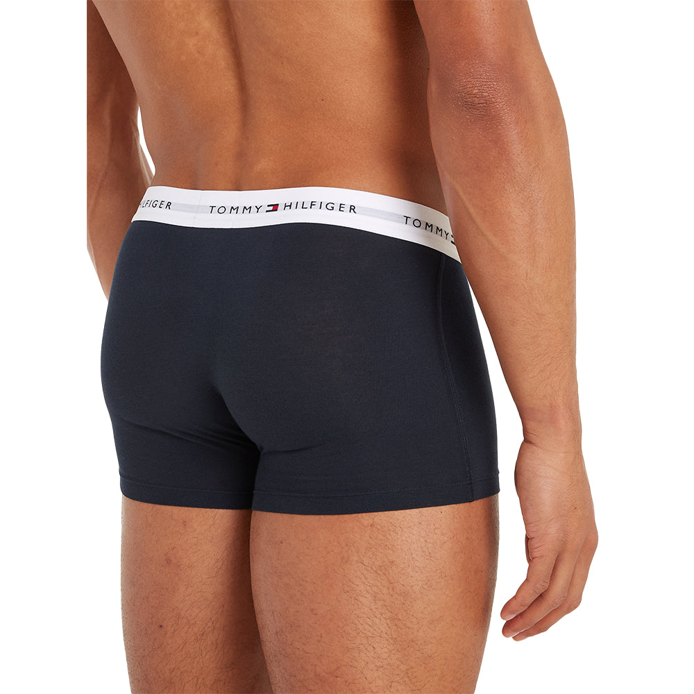 Tommy Hilfiger-3-Pack Signature Essential Logo Boxer Trunks, Navy-UNDERU