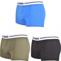 BOSS-3-Pack Bold Coloured Boxer Trunks, Blue/Khaki/Black-UNDERU