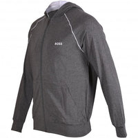 BOSS-Mix & Match Zip-Thru Loungewear Hooded Jacket, Charcoal/white-UNDERU