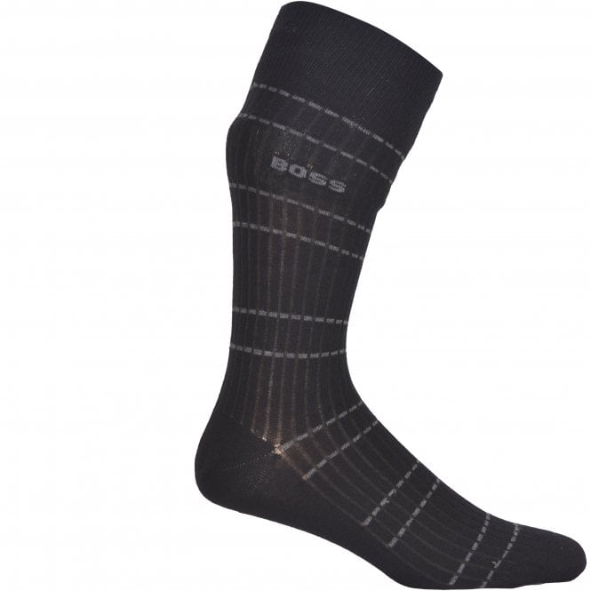 BOSS-3-Pack Combed Cotton Fine Ribbed Business Socks, Black-UNDERU