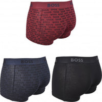 BOSS-3-Pack Logo Print Boxer Trunks Gift Set, Burgundy/Khaki/Navy-UNDERU