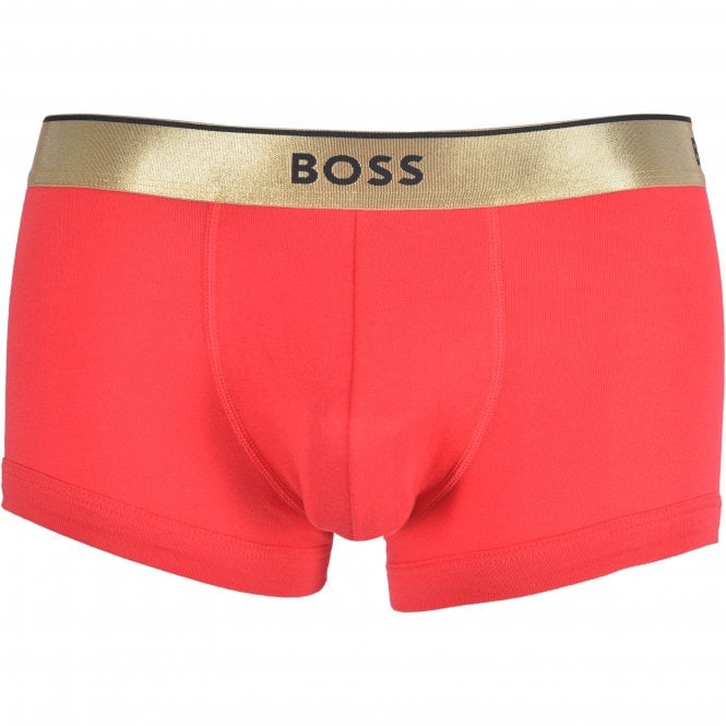 BOSS-2-Pack Gold/Silver Waistband Boxer Trunks Gift Set, Red/Black-UNDERU