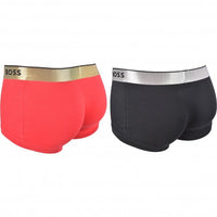 BOSS-2-Pack Gold/Silver Waistband Boxer Trunks Gift Set, Red/Black-UNDERU