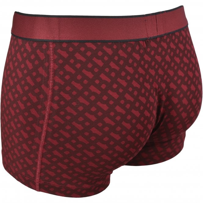 BOSS-B-Grid Print Boxer Trunk, Burgundy-UNDERU