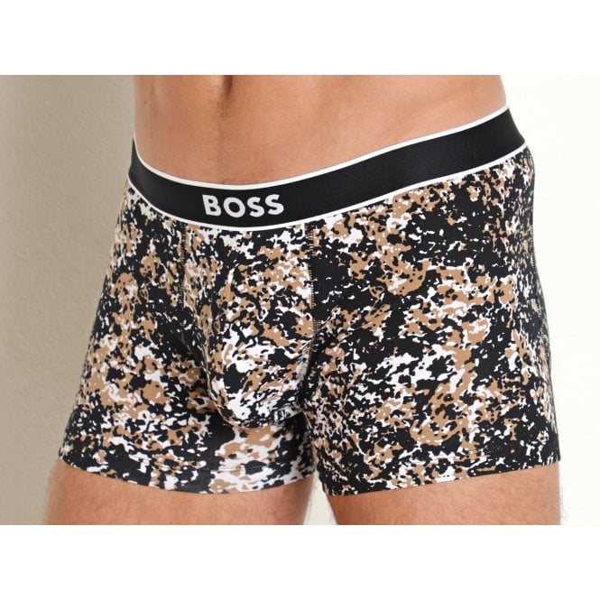 BOSS-Abstract Print Boxer Trunk, Medium Beige-UNDERU