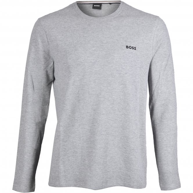 BOSS-Long-Sleeve Waffle Jersey Top, Medium Grey-UNDERU