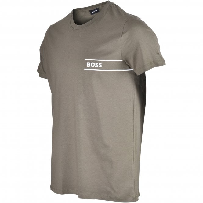 BOSS-Luxe Cotton 24 Crew-Neck Loungewear T-Shirt, Khaki/white-UNDERU