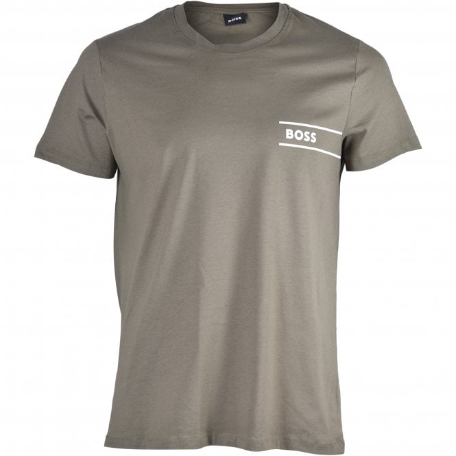 BOSS-Luxe Cotton 24 Crew-Neck Loungewear T-Shirt, Khaki/white-UNDERU