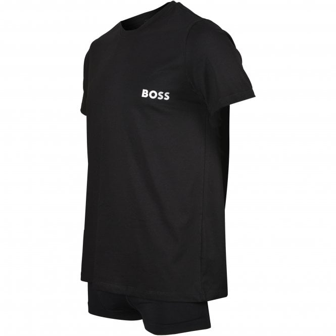 BOSS-Silver Logo T-Shirt & Boxer Trunk Gift Set, Black-UNDERU