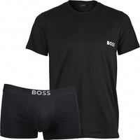 BOSS-Silver Logo T-Shirt & Boxer Trunk Gift Set, Black-UNDERU