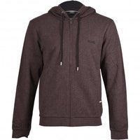 BOSS-Cashmere Zip-Thru Hooded Jacket, Dark Brown-UNDERU