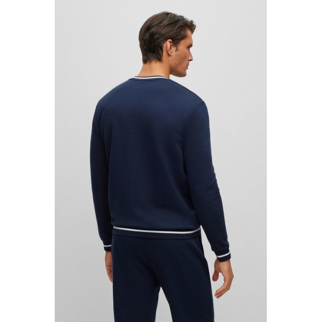 BOSS-Contemporary Loungewear Logo Sweatshirt, Dark Blue Melange-UNDERU