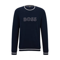 BOSS-Contemporary Loungewear Logo Sweatshirt, Dark Blue Melange-UNDERU