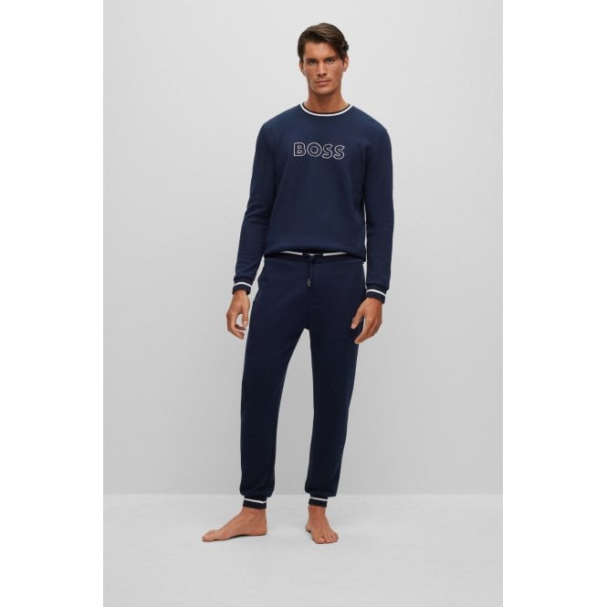 BOSS-Contemporary Loungewear Jogging Bottoms, Dark Blue Melange-UNDERU