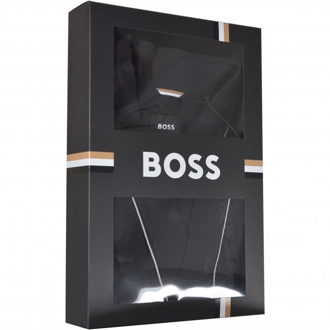 BOSS-Kimono Jersey Cotton Dressing Gown Gift Set, Black w/ silver trim-UNDERU