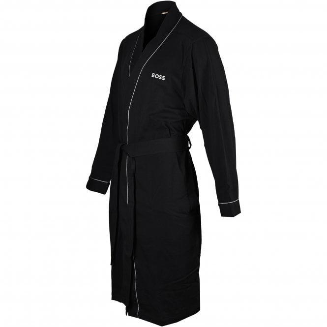 BOSS-Kimono Jersey Cotton Dressing Gown Gift Set, Black w/ silver trim-UNDERU